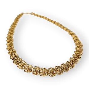 Vintage Napier Rosette Chain Necklace Flower Intricate O Link Gold Plated 19.75"